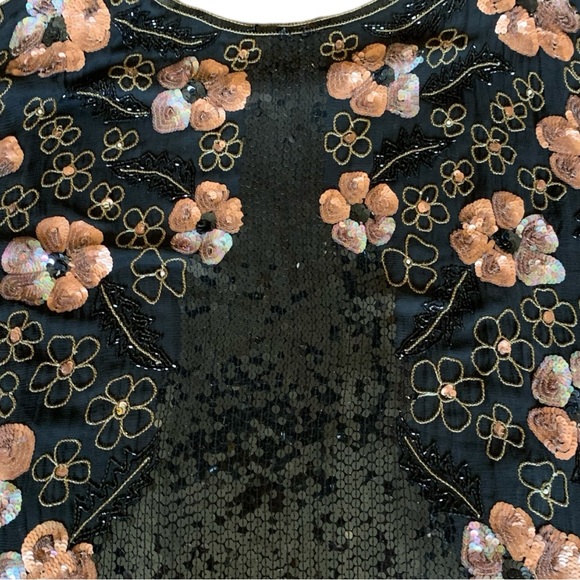 Vintage Beaded Sequin Silk Dress Size Large - Picture 13 of 16